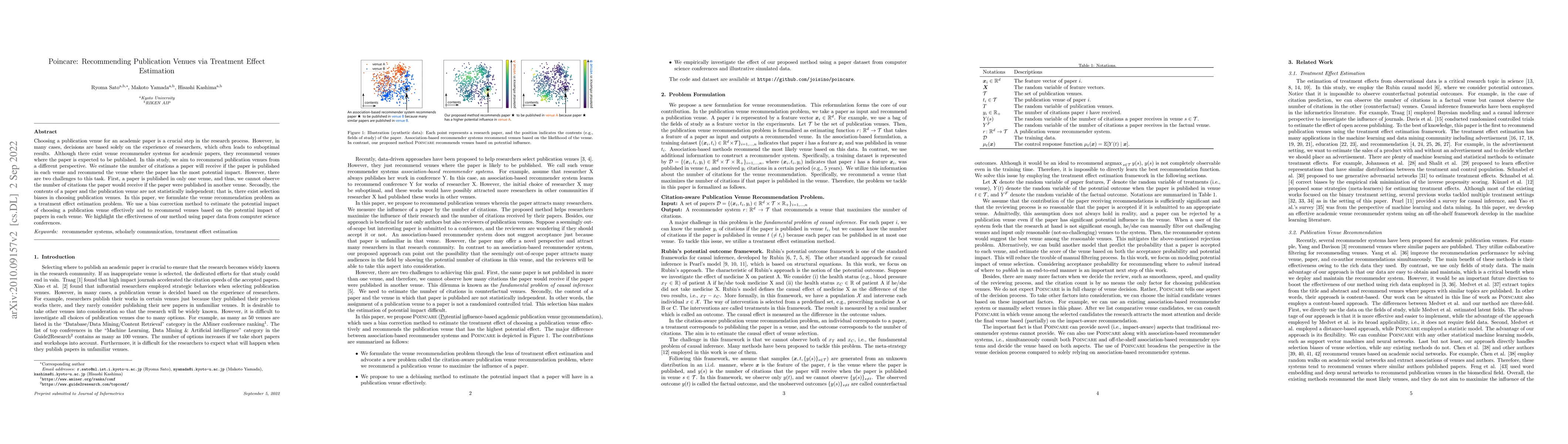 Thumbnail for Poincare: Recommending Publication Venues via Treatment Effect
  Estimation