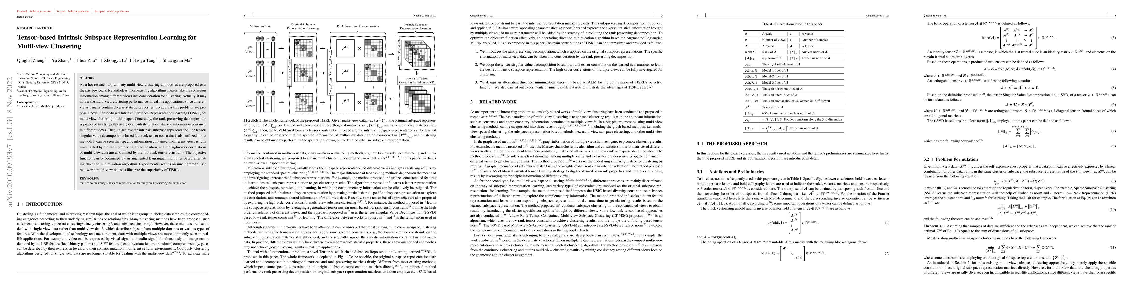 Thumbnail for Tensor-based Intrinsic Subspace Representation Learning for Multi-view
  Clustering