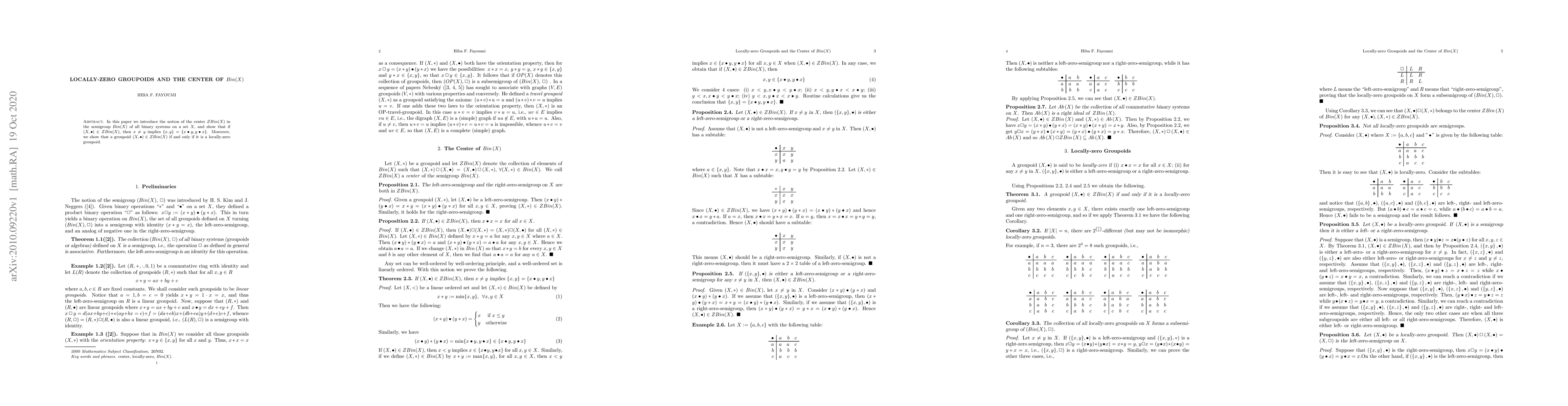 Thumbnail for Locally-zero Groupoids and the Center of Bin(X)