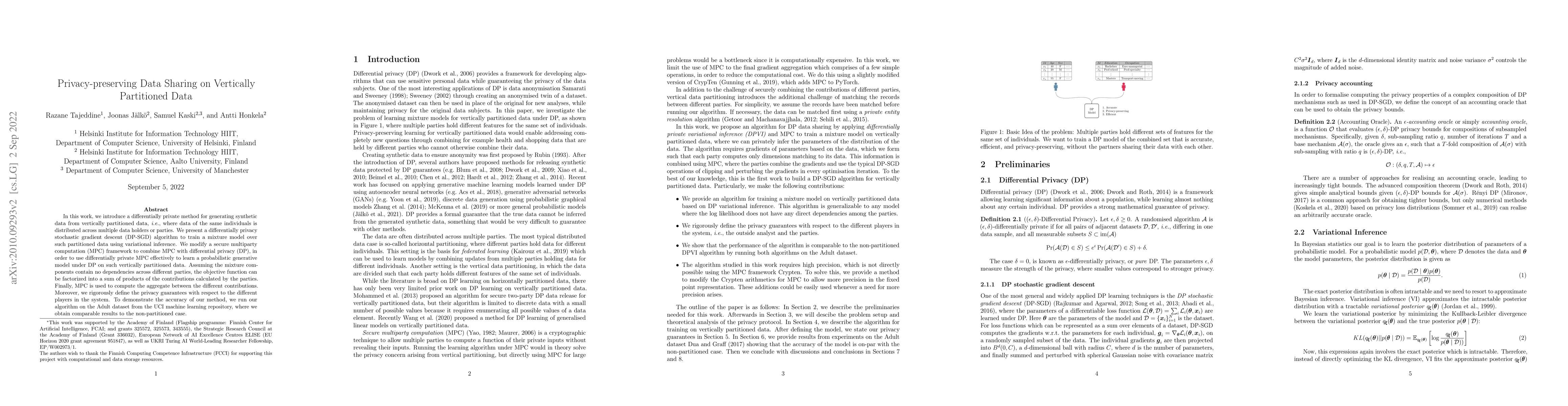 Thumbnail for Privacy-preserving Data Sharing on Vertically Partitioned Data