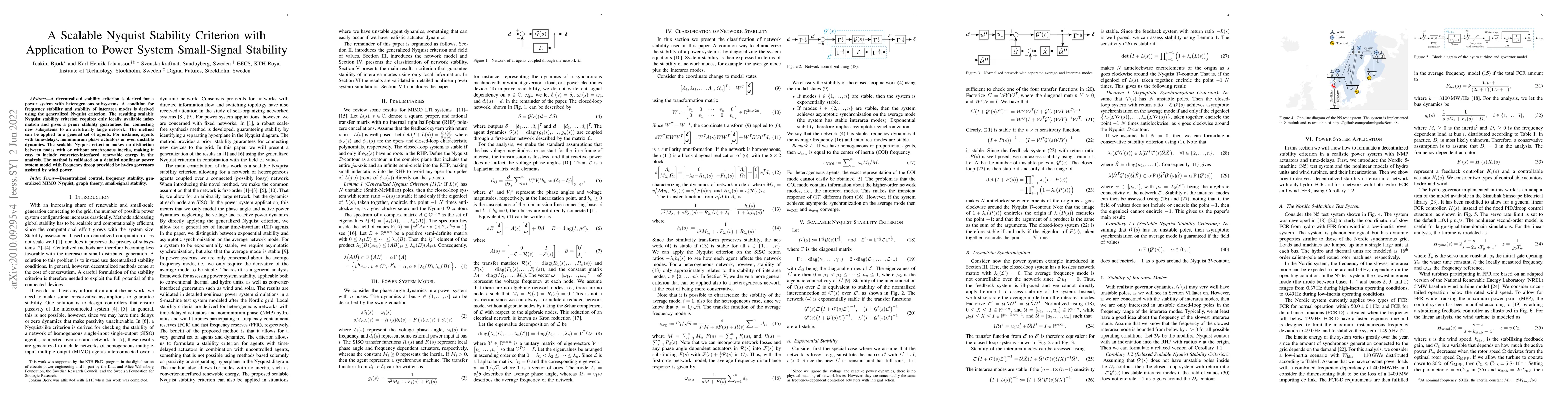 Thumbnail for A Scalable Nyquist Stability Criterion with Application to Power System
  Small-Signal Stability