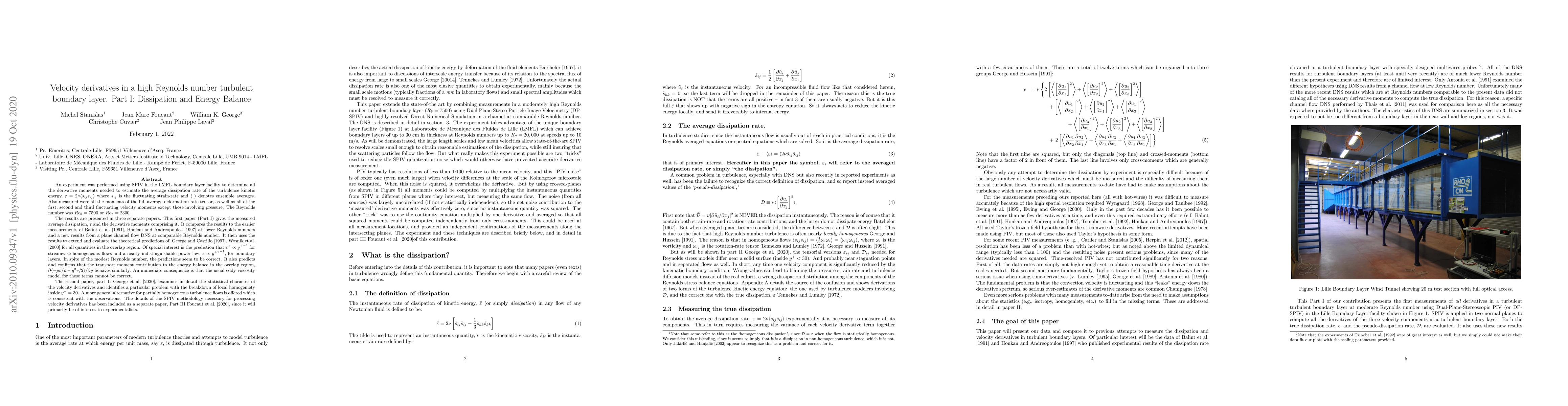Thumbnail for Velocity derivatives in a high Reynolds number turbulent boundary layer.
  Part I: Dissipation and Energy Balance