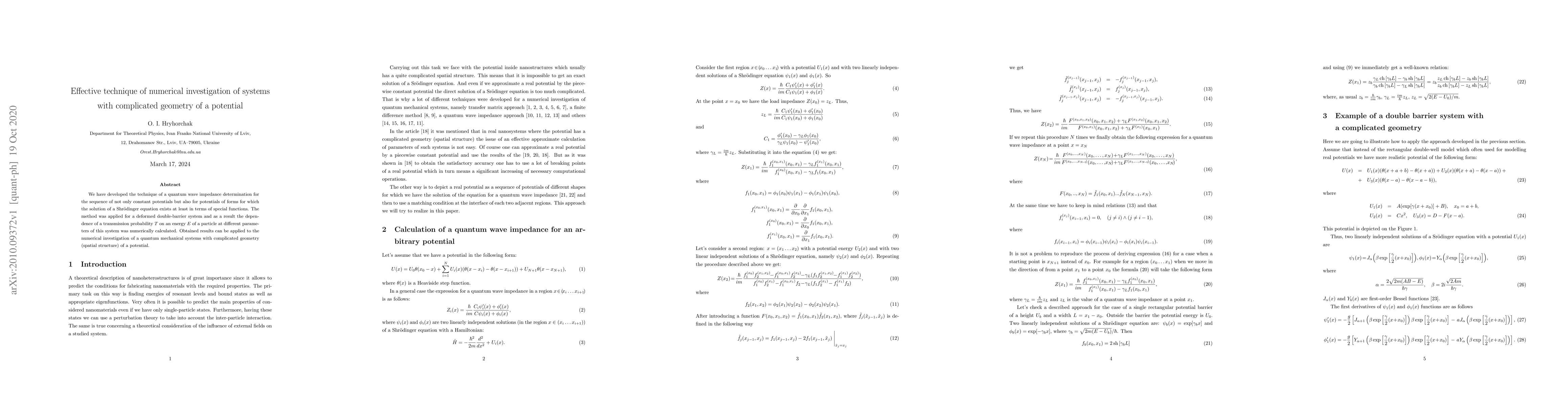 Thumbnail for Effective technique of numerical investigation of systems with
  complicated geometry of a potential