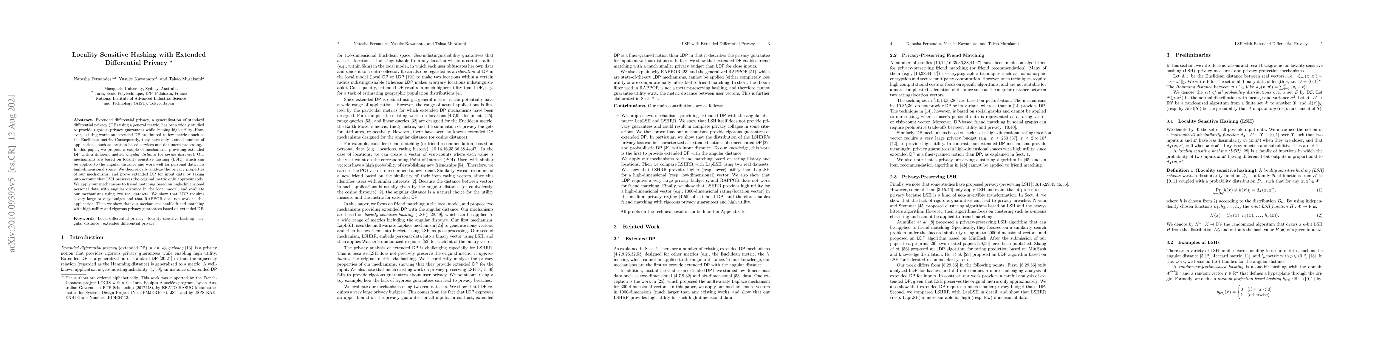 Thumbnail for Locality Sensitive Hashing with Extended Differential Privacy