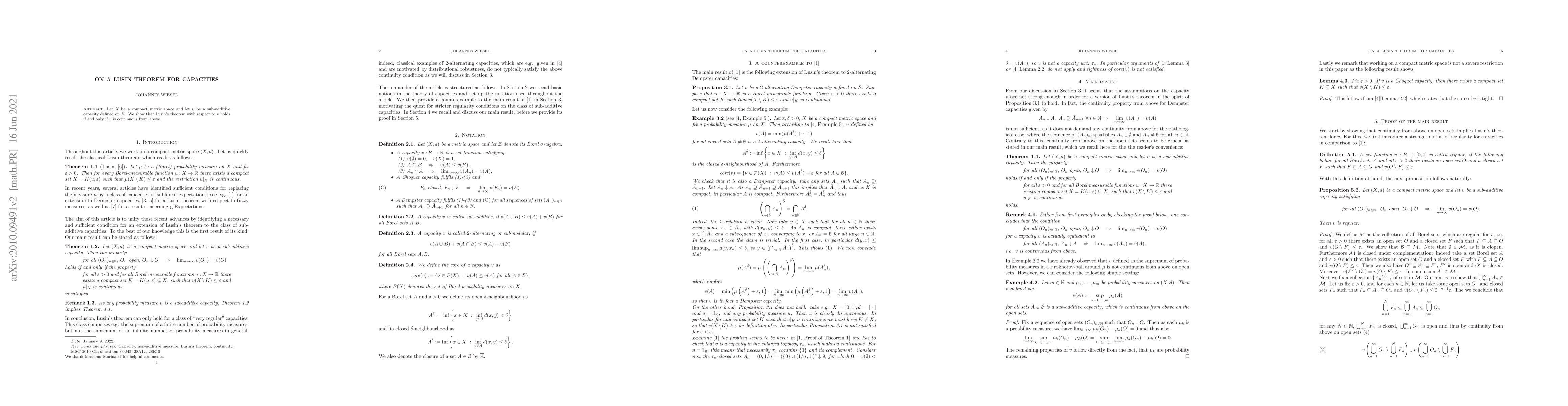 Thumbnail for On a Lusin theorem for capacities