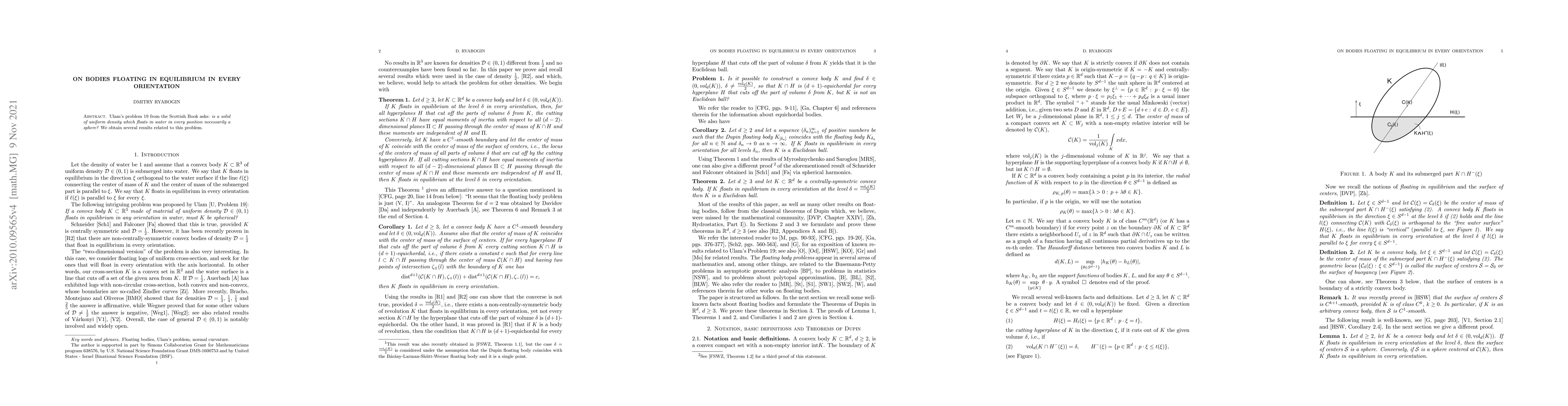 Thumbnail for On bodies floating in equilibrium in every orientation