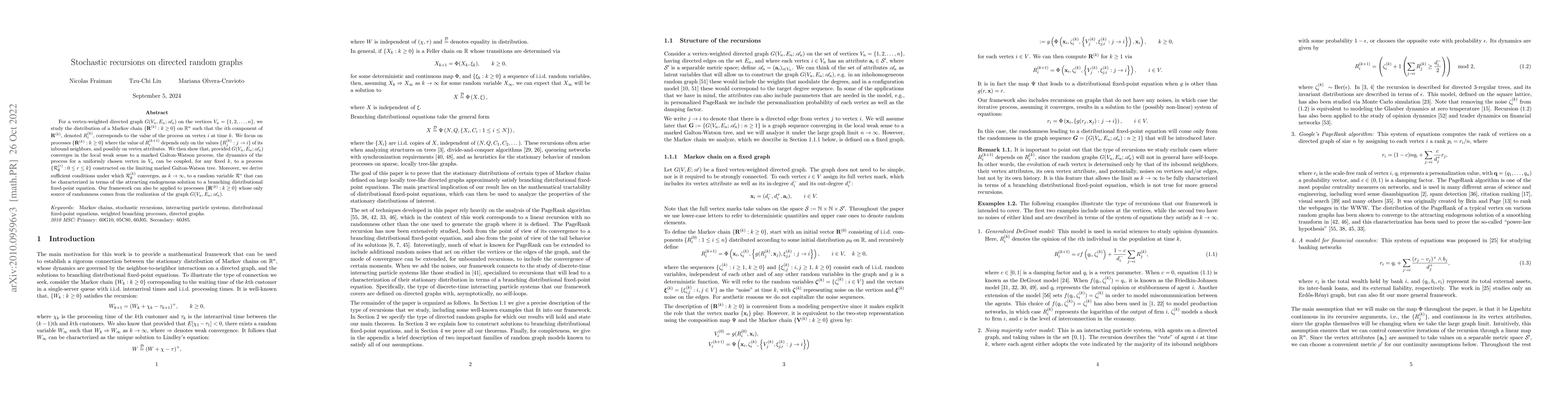 Thumbnail for Stochastic recursions on directed random graphs