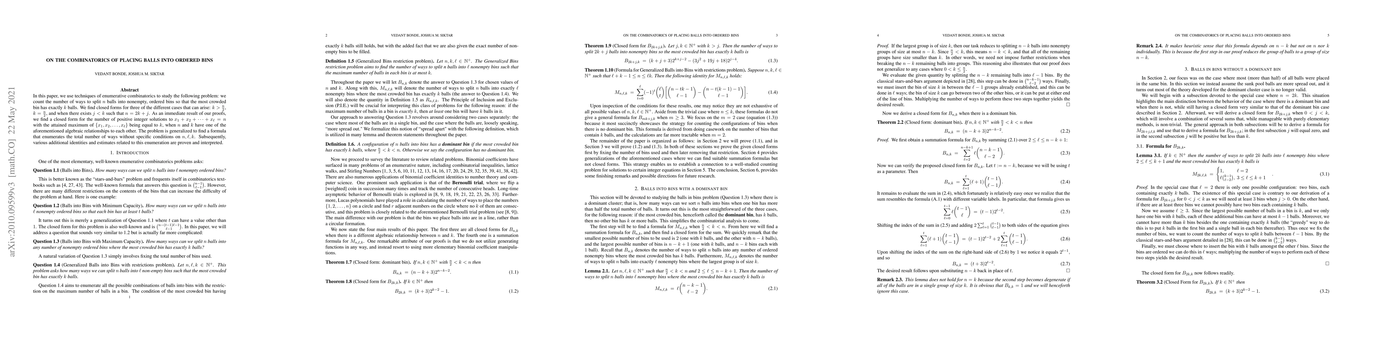 Thumbnail for On the Combinatorics of Placing Balls into Ordered Bins