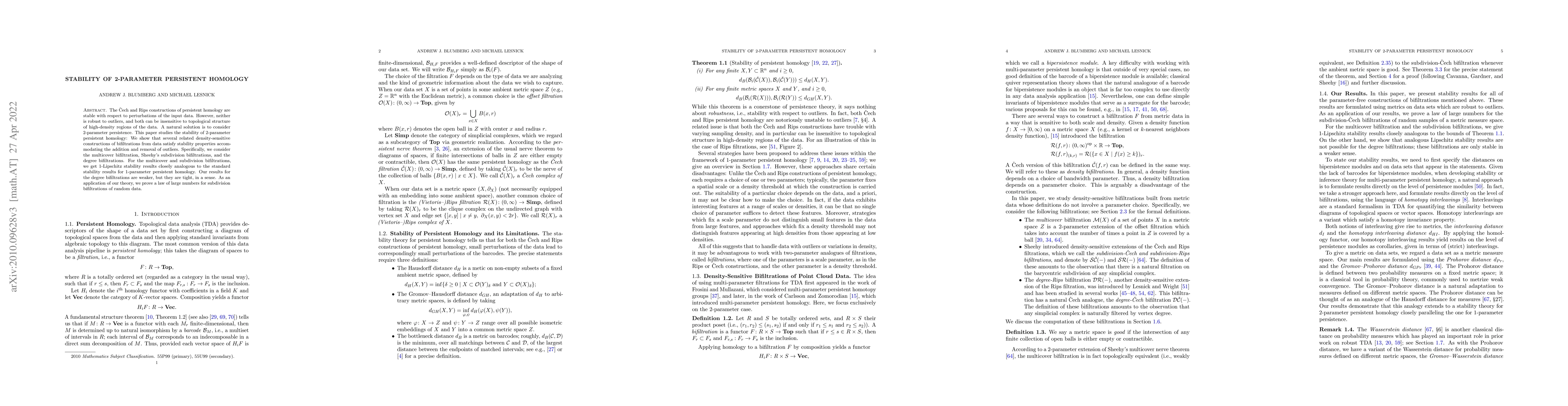 Thumbnail for Stability of 2-Parameter Persistent Homology