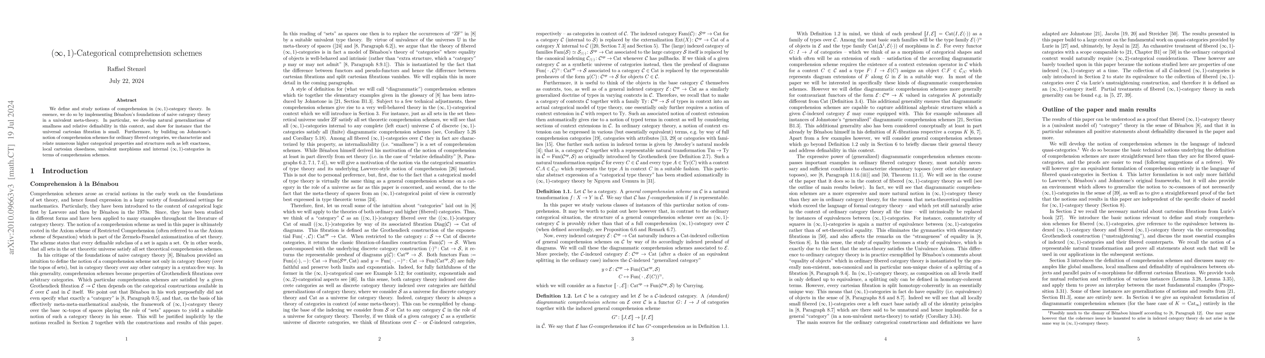 Thumbnail for $(\infty,1)$-Categorical Comprehension Schemes