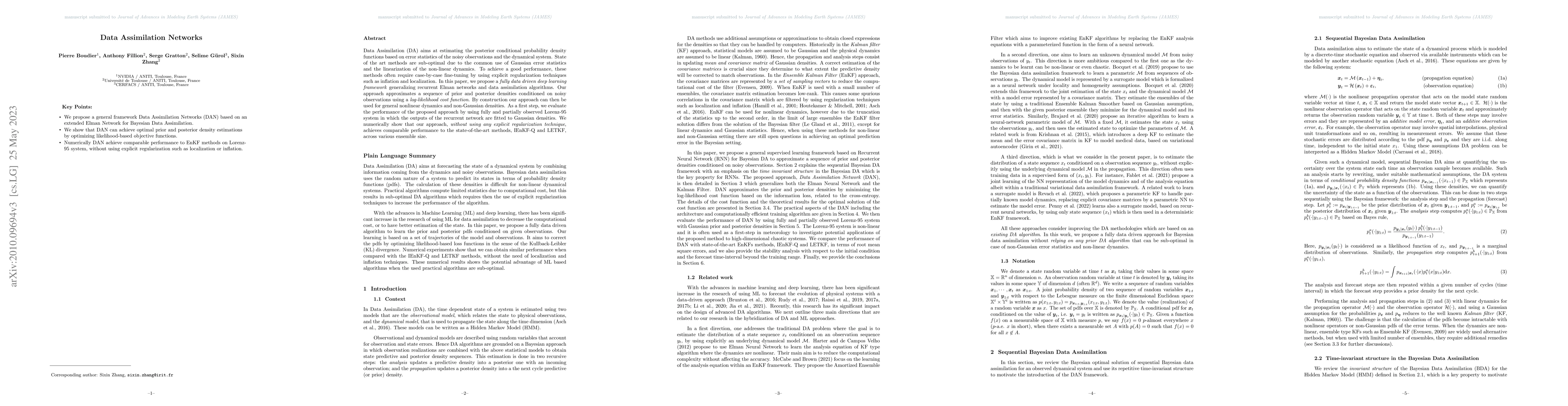 Thumbnail for Data Assimilation Networks