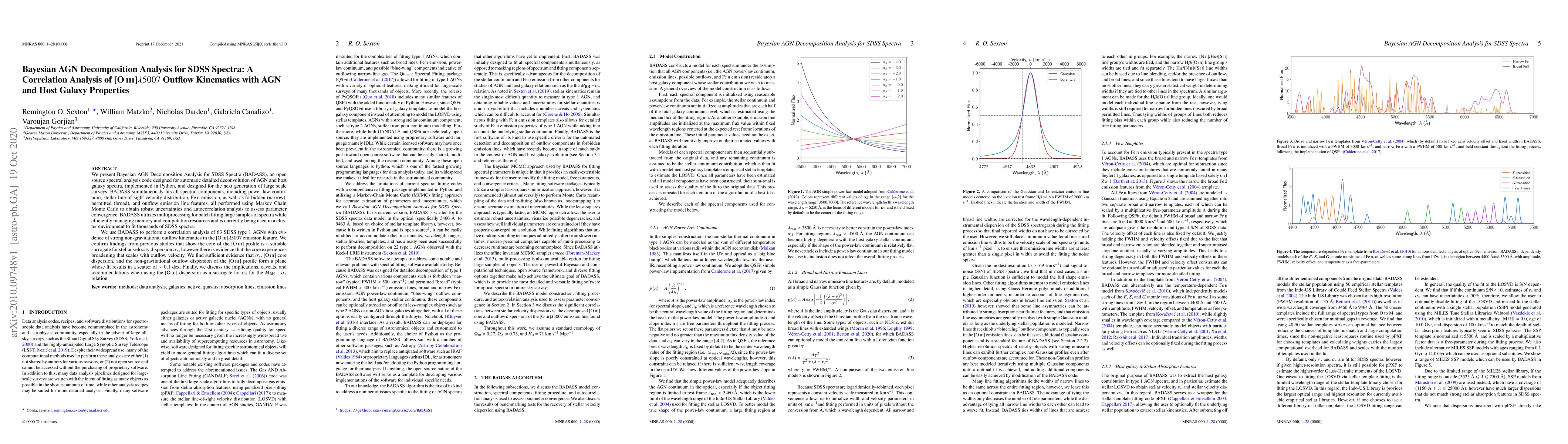 Thumbnail for Bayesian AGN Decomposition Analysis for SDSS Spectra: A Correlation
  Analysis of [OIII]$\lambda5007$ Outflow Kinematics with AGN and Host Galaxy
  Properties