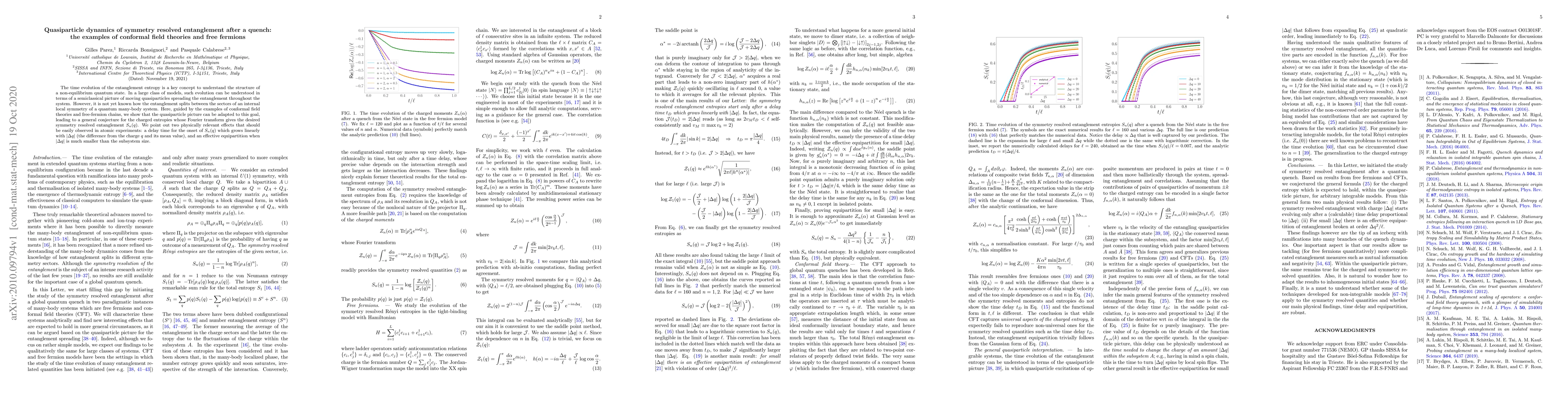 Thumbnail for Quasiparticle dynamics of symmetry resolved entanglement after a quench:
  the examples of conformal field theories and free fermions