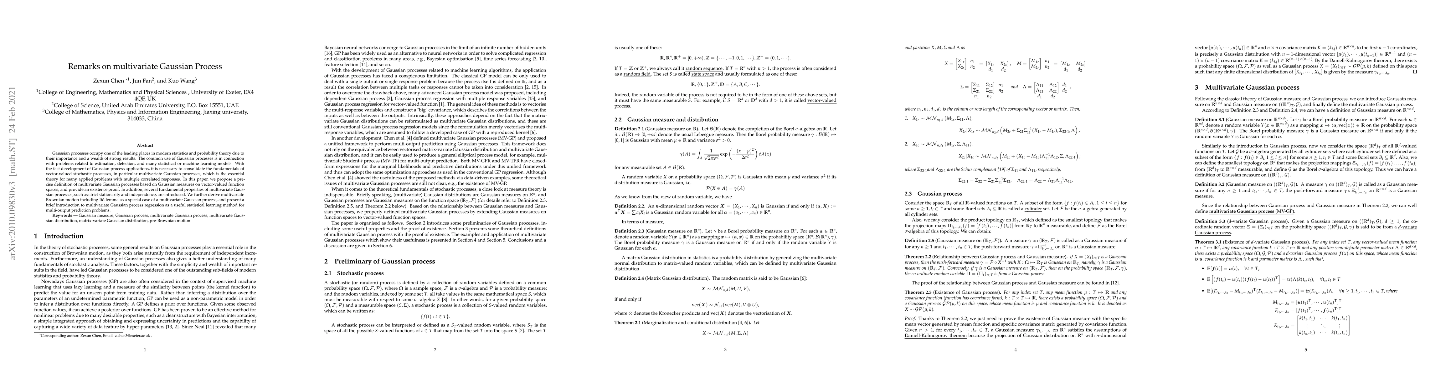 Thumbnail for Remarks on multivariate Gaussian Process