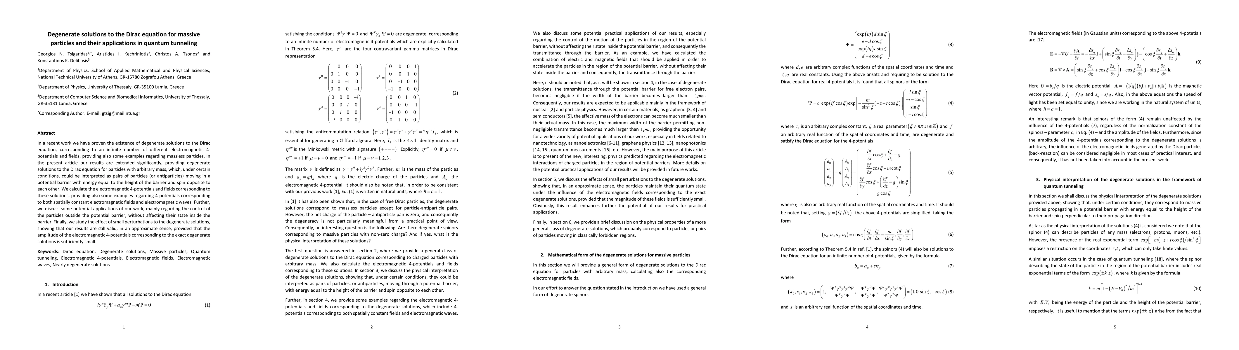 Thumbnail for Degenerate solutions to the Dirac equation for massive particles and
  their applications in quantum tunneling