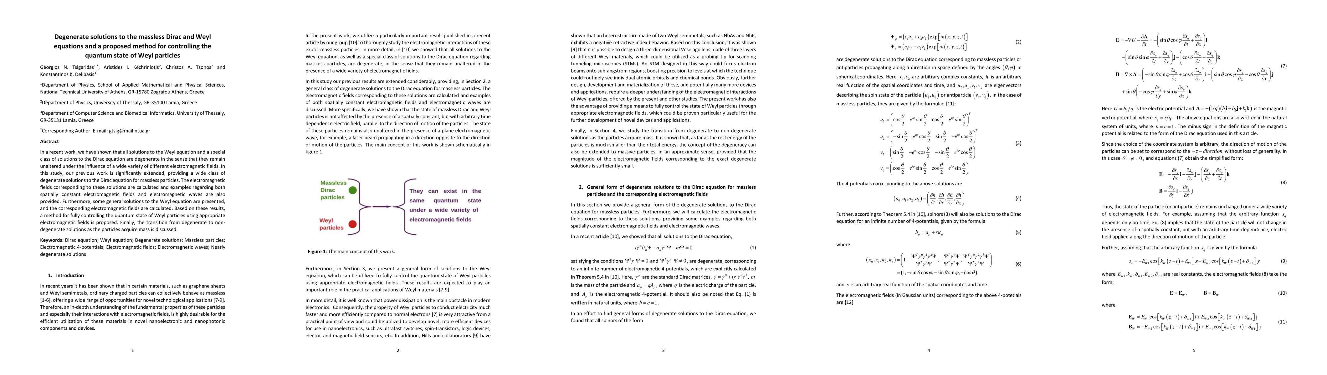 Thumbnail for Degenerate solutions to the massless Dirac and Weyl equations and a
  proposed method for controlling the quantum state of Weyl particles