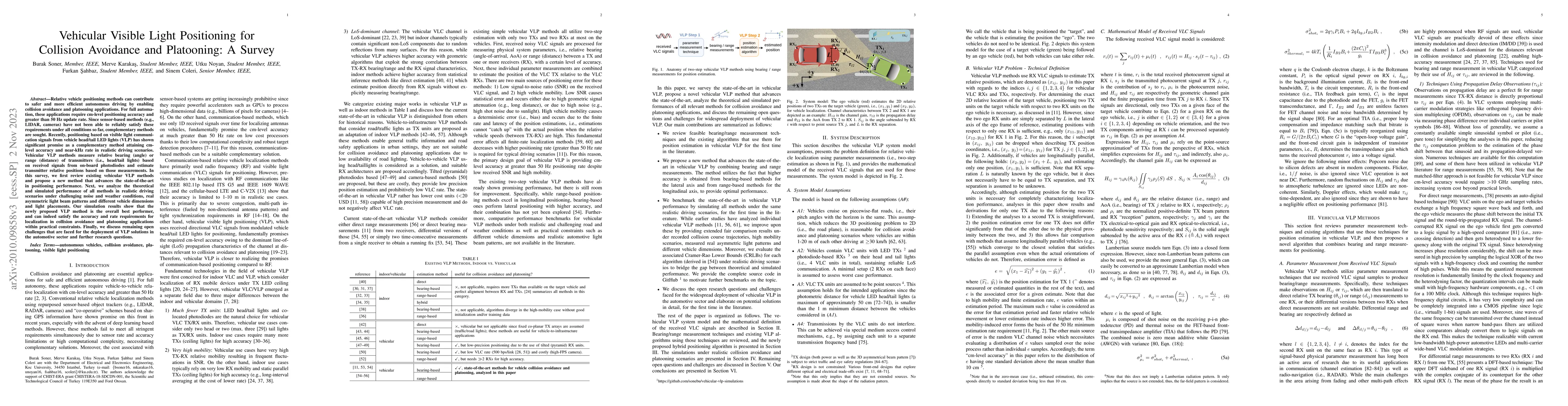 Thumbnail for Vehicular Visible Light Positioning for Collision Avoidance and
  Platooning: A Survey