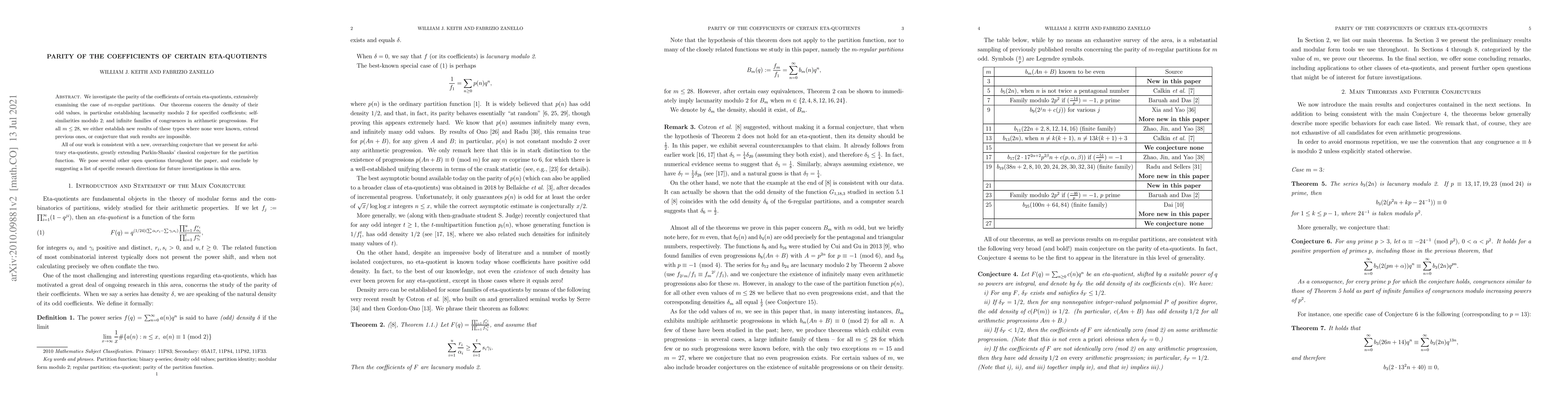 Thumbnail for Parity of the coefficients of certain eta-quotients