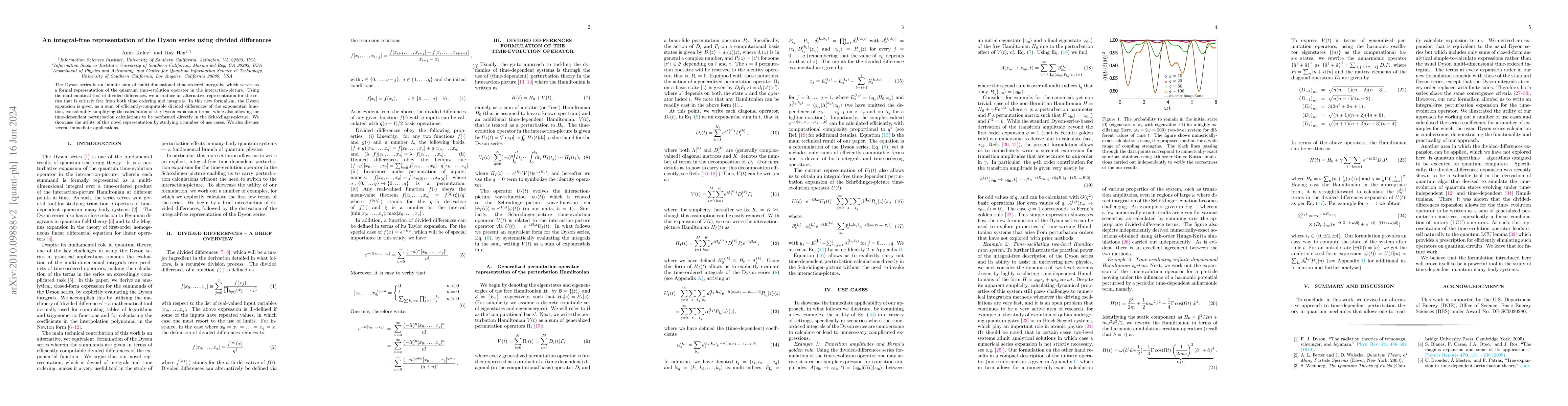 Thumbnail for An integral-free representation of the Dyson series using divided
  differences