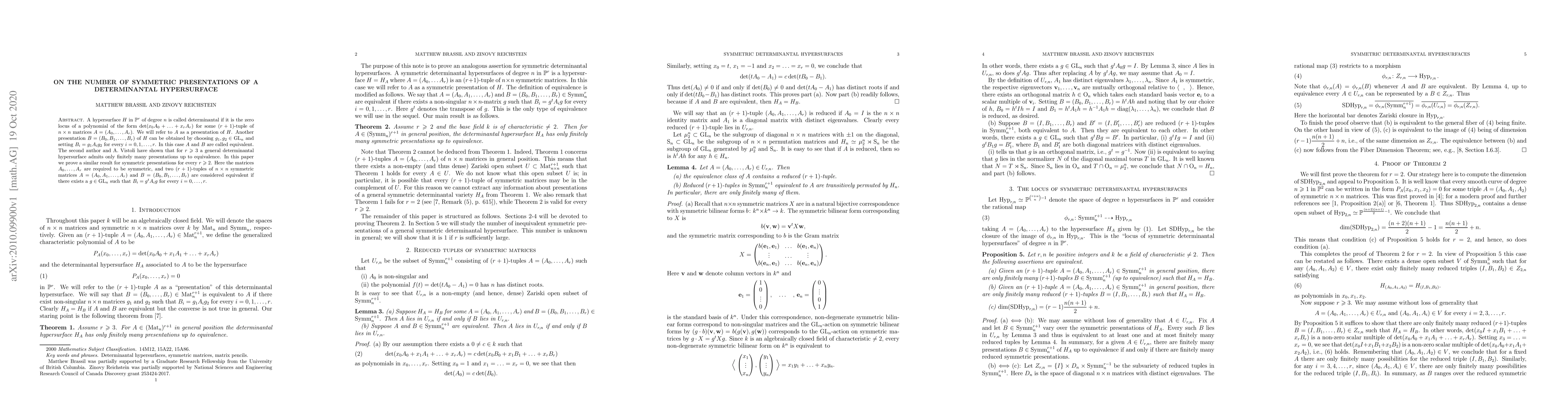 Thumbnail for On the number of symmetric presentations of a determinantal hypersurface