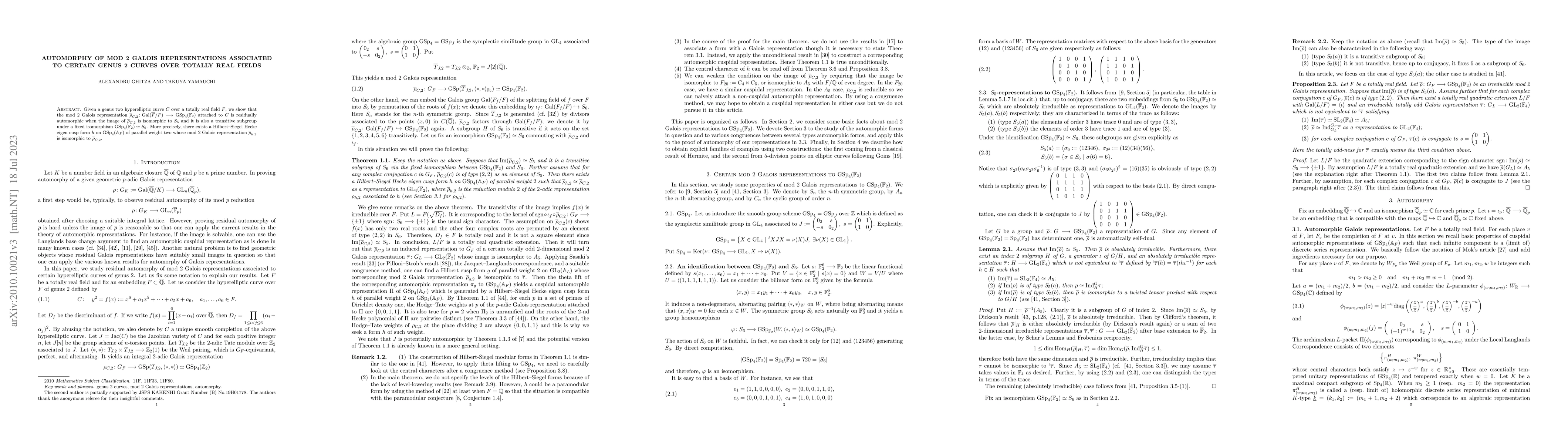 Thumbnail for Automorphy of mod 2 Galois representations associated to certain genus 2
  curves over totally real fields