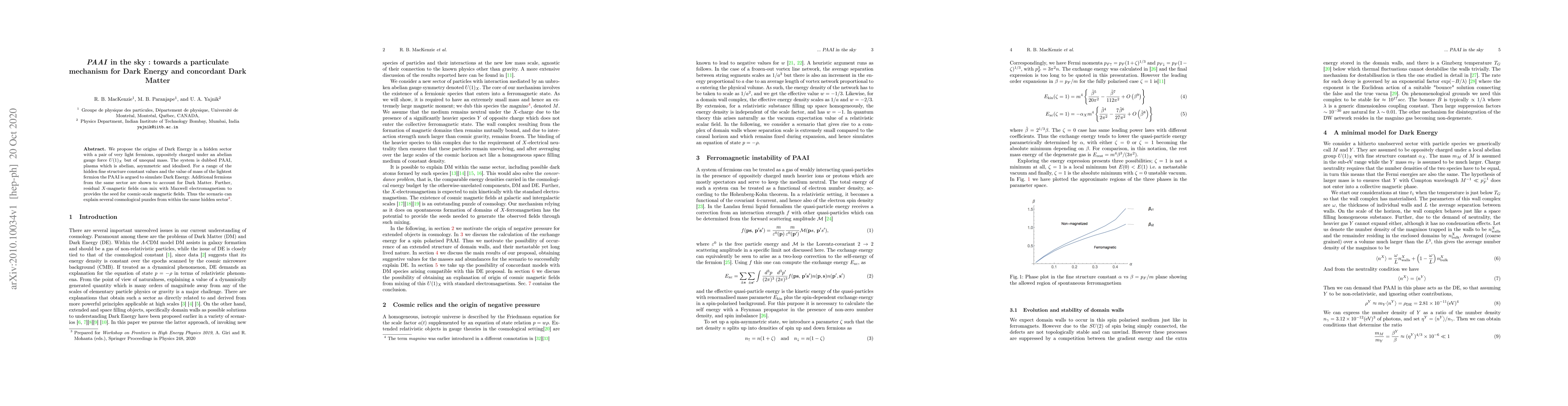 Thumbnail for PAAI in the sky : towards a particulate mechanism for Dark Energy and
  concordant Dark Matter