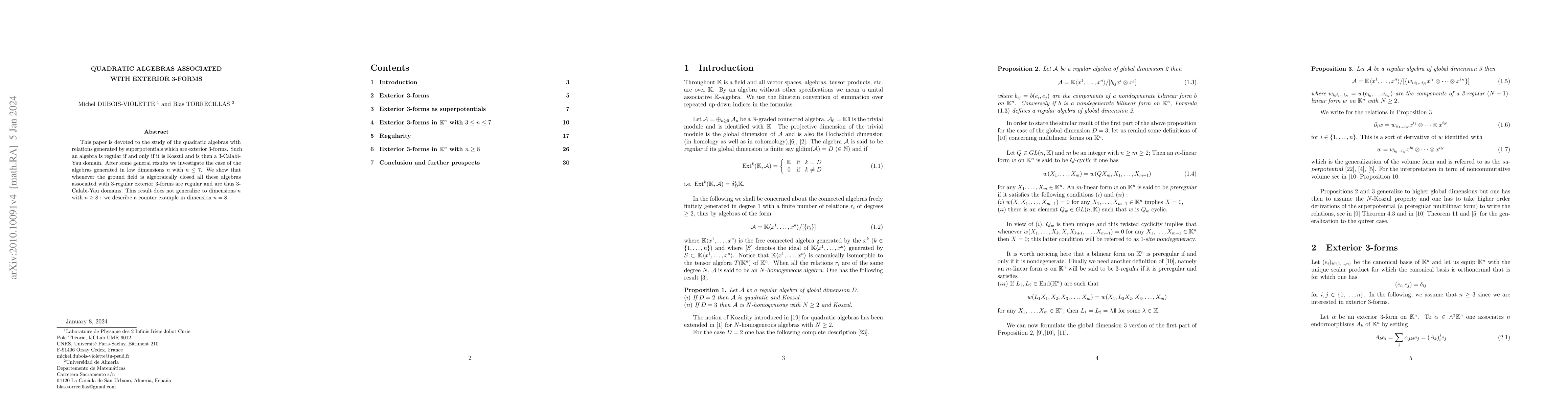 Thumbnail for Quadratic algebras associated with exterior 3-forms