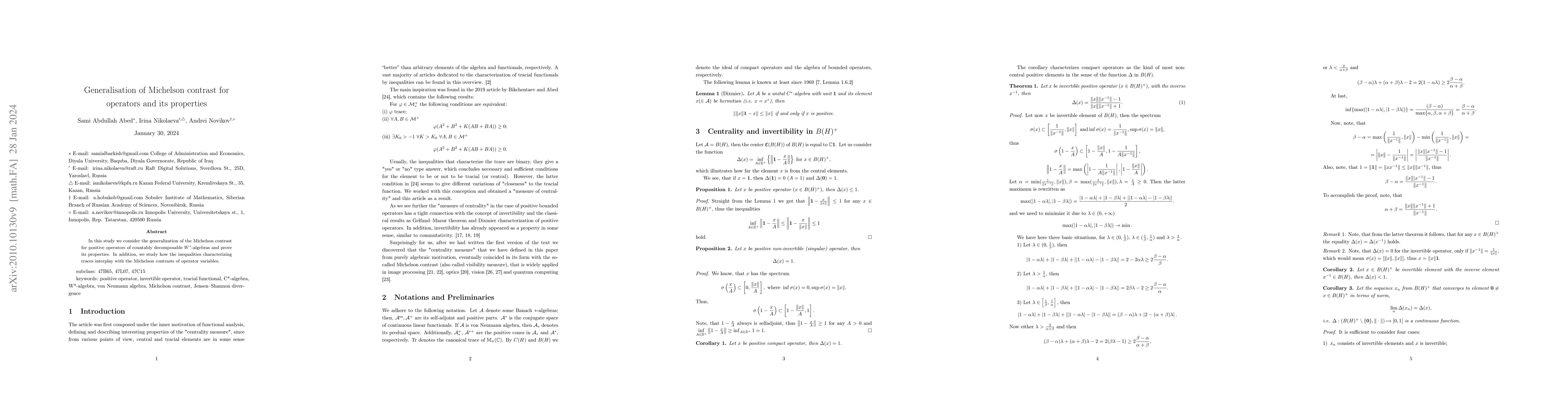 Thumbnail for Generalisation of Michelson contrast for operators and its properties