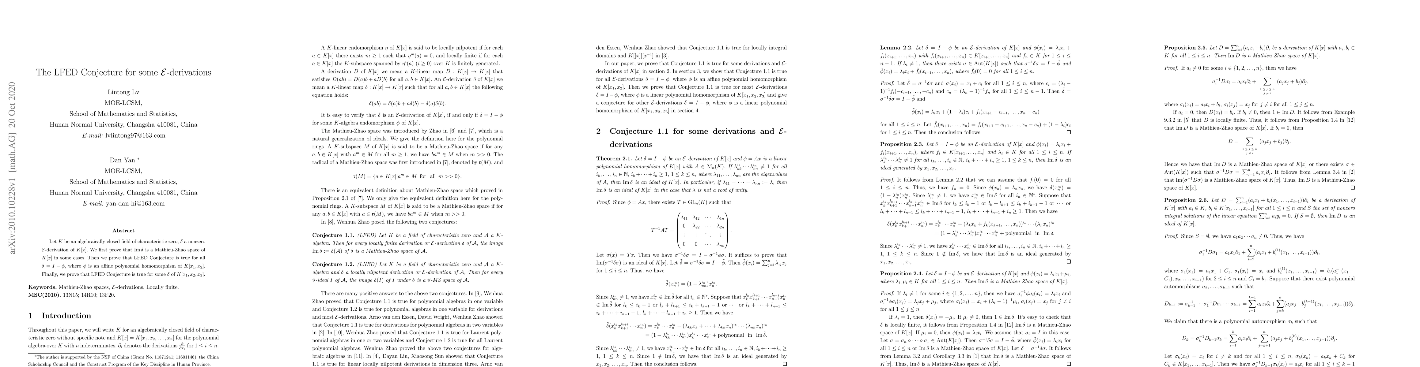 Thumbnail for The LFED Conjecture for some $\mathcal{E}$-derivations