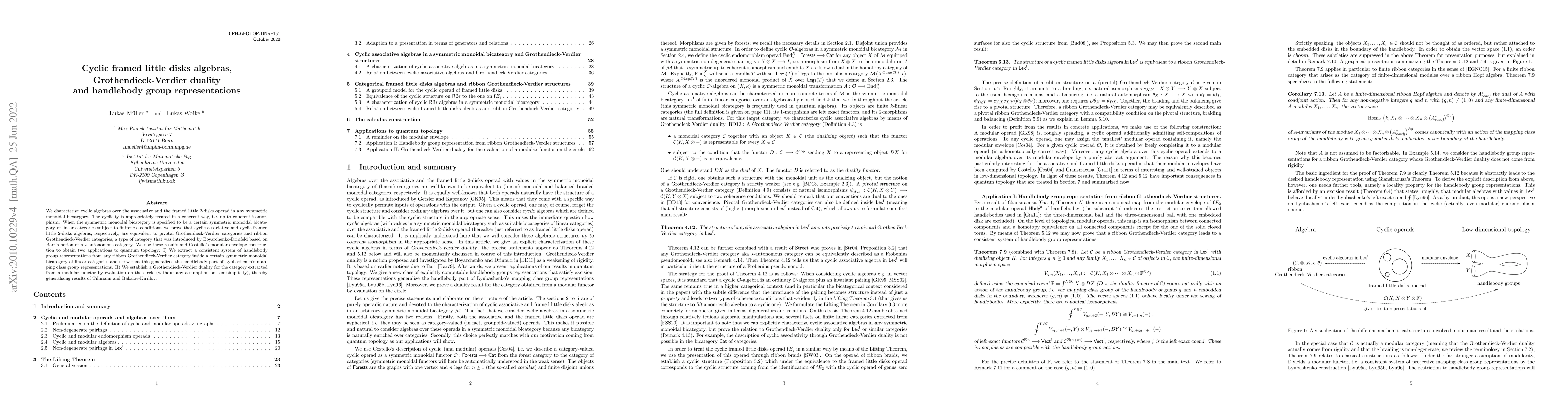 Thumbnail for Cyclic framed little disks algebras, Grothendieck-Verdier duality and
  handlebody group representations