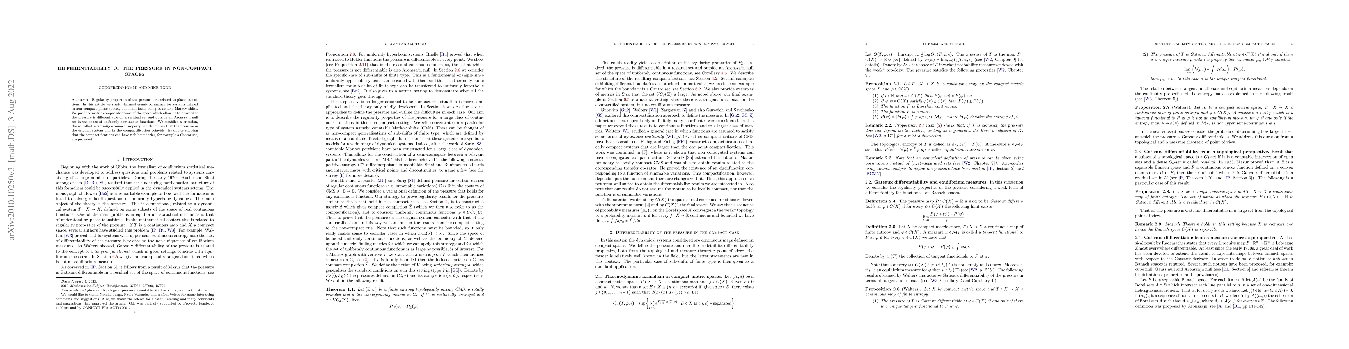 Thumbnail for Differentiability of the pressure in non-compact spaces