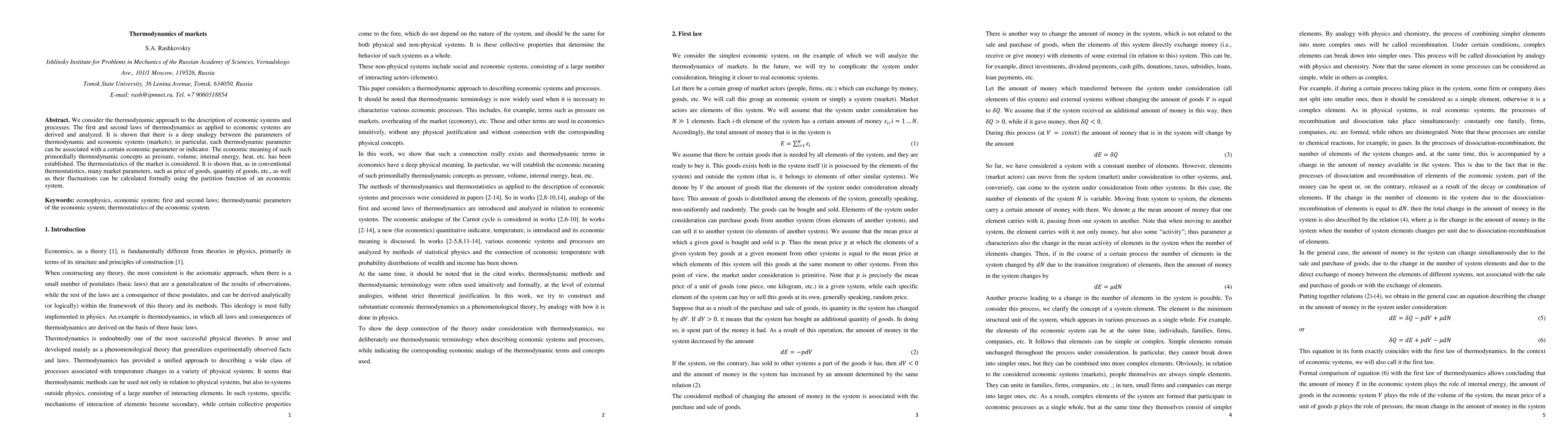 Thumbnail for Thermodynamics of markets