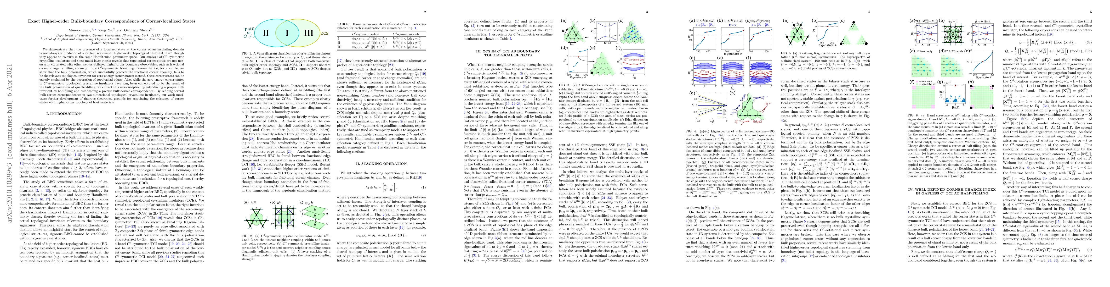 Thumbnail for Exact Higher-order Bulk-boundary Correspondence of Corner-localized
  States