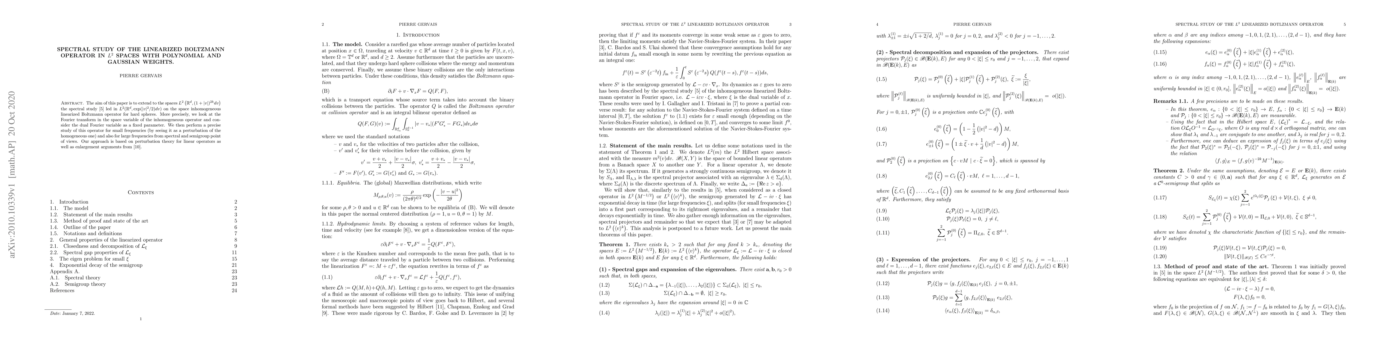 Thumbnail for Spectral study of the linearized Boltzmann operator in L^2 spaces with
  polynomial and Gaussian weights