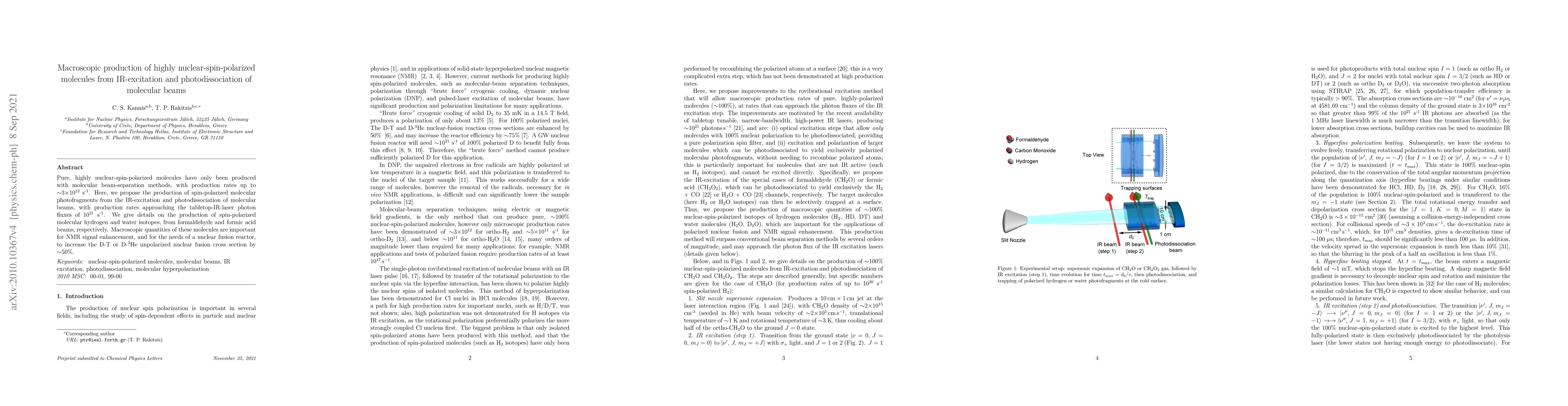 Thumbnail for Macroscopic production of highly nuclear-spin-polarized molecules from
  IR-excitation and photodissociation of molecular beams