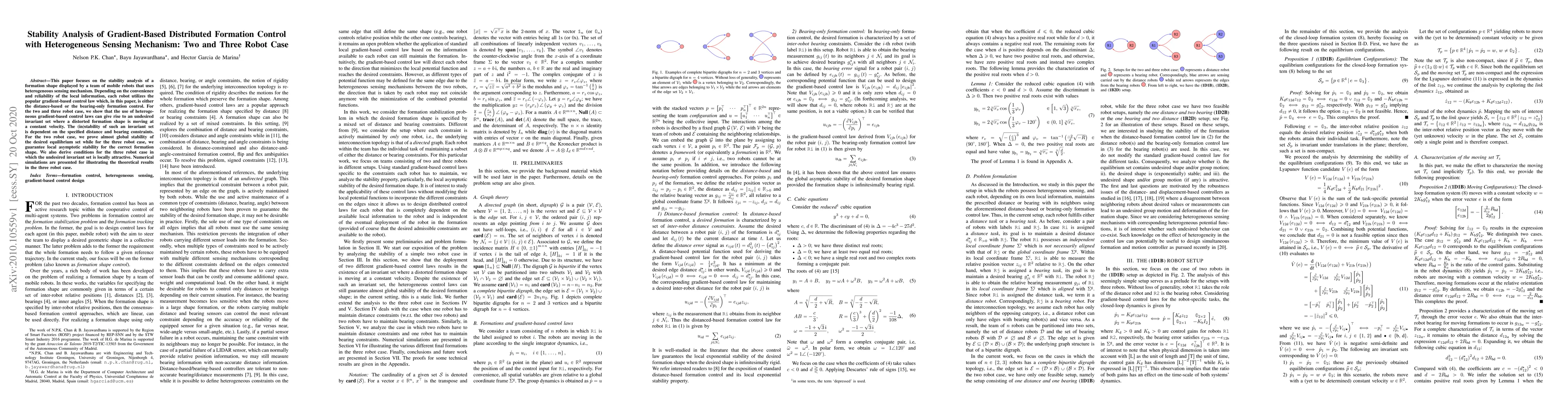 Thumbnail for Stability Analysis of Gradient-Based Distributed Formation Control with
  Heterogeneous Sensing Mechanism: Two and Three Robot Case