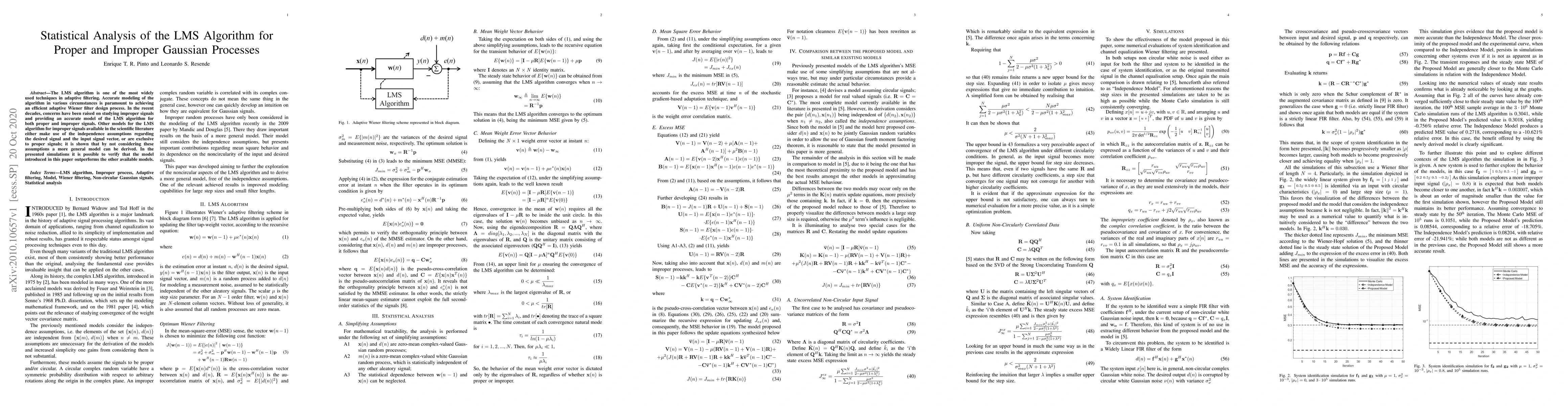 Thumbnail for Statistical Analysis of the LMS Algorithm for Proper and Improper
  Gaussian Processes