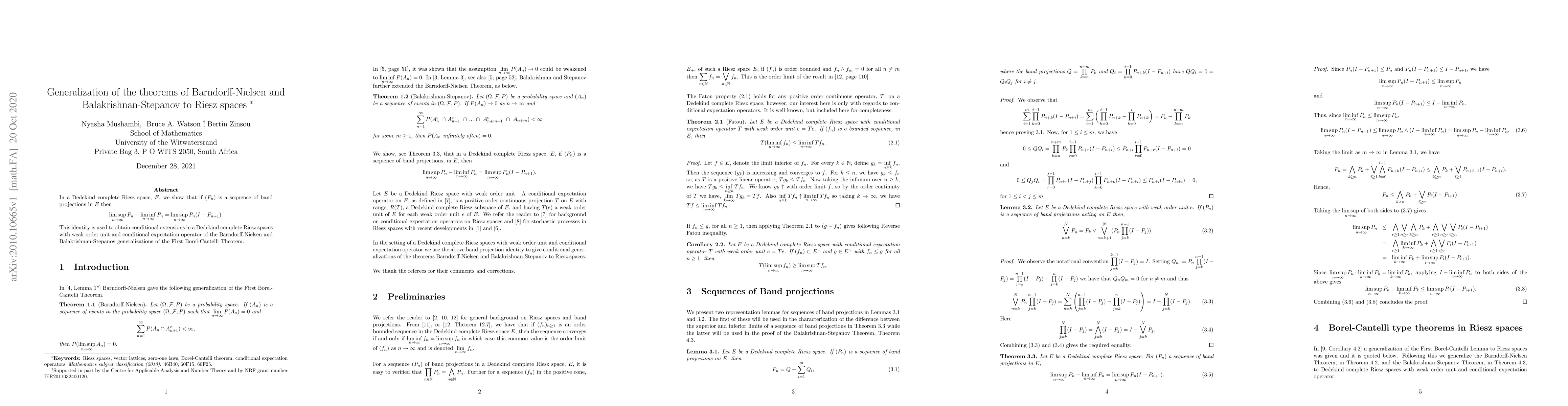 Thumbnail for Generalization of the theorems of Barndorff-Nielsen and
  Balakrishnan-Stepanov to Riesz spaces