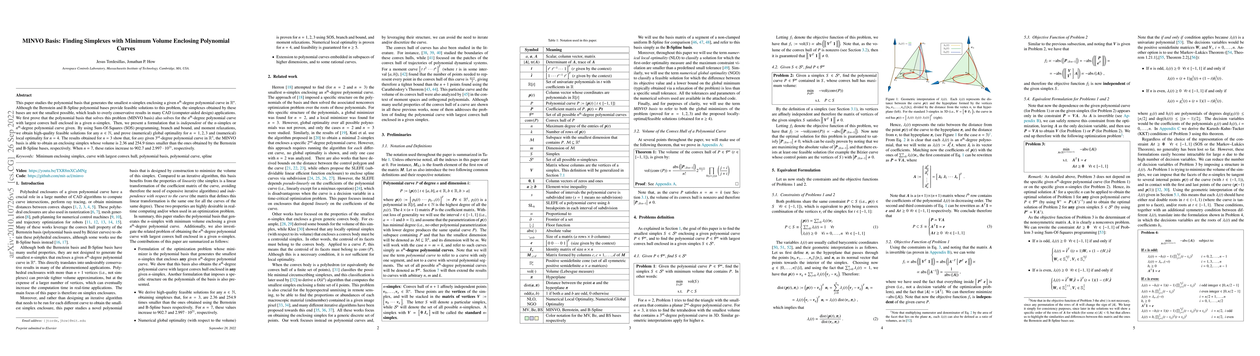 Thumbnail for MINVO Basis: Finding Simplexes with Minimum Volume Enclosing Polynomial
  Curves