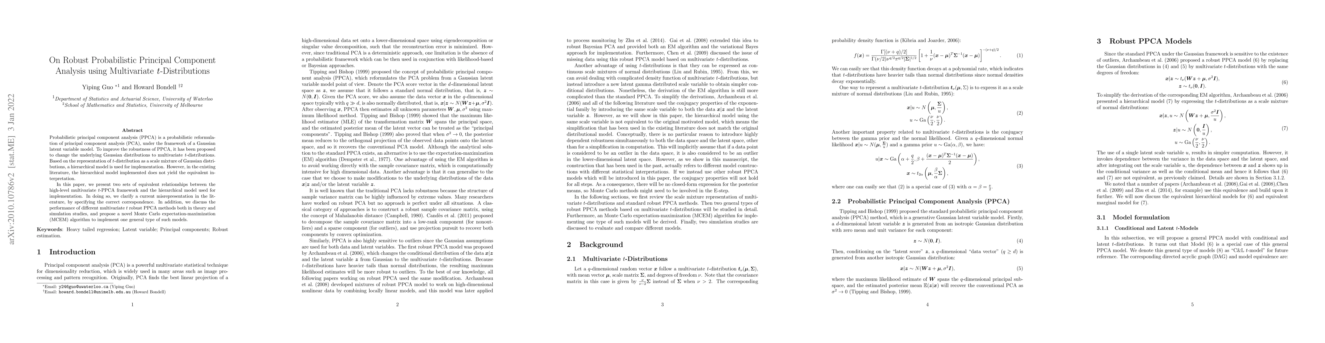 Thumbnail for On Robust Probabilistic Principal Component Analysis using Multivariate
  $t$-Distributions