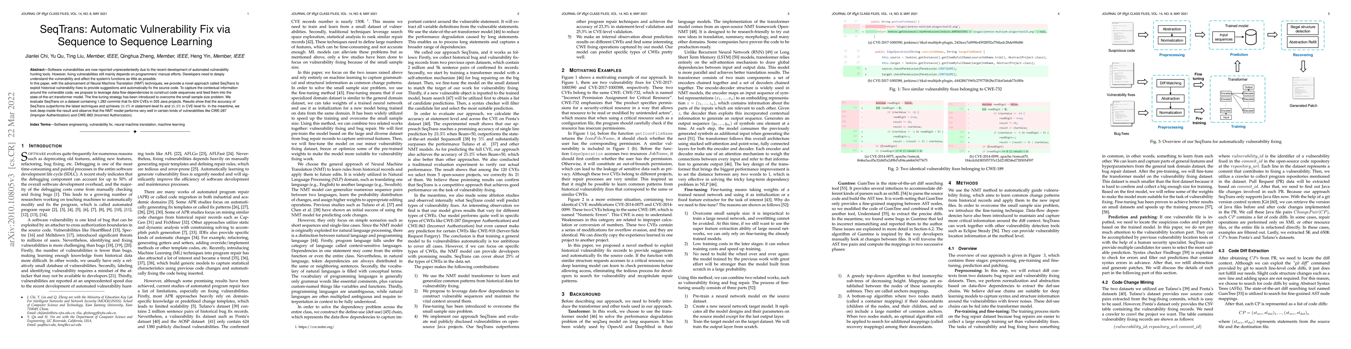 Thumbnail for SeqTrans: Automatic Vulnerability Fix via Sequence to Sequence Learning