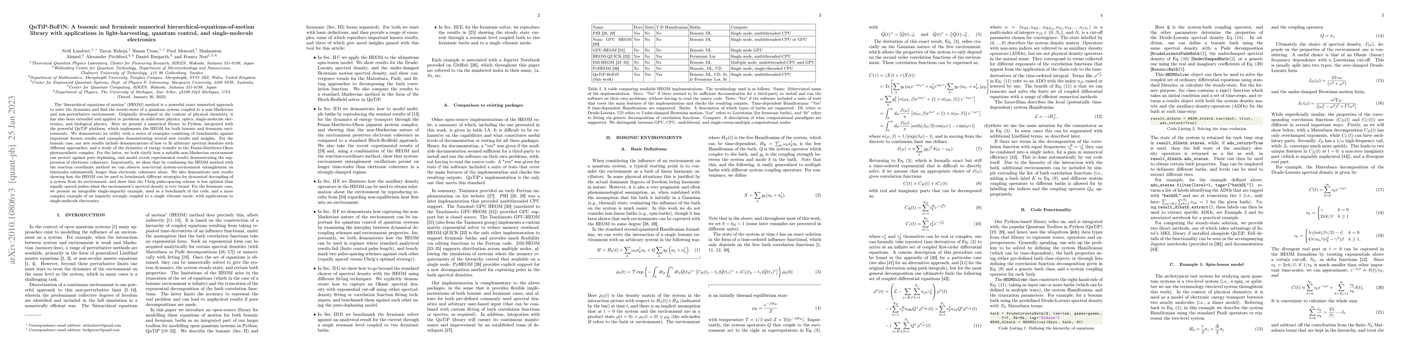 Thumbnail for QuTiP-BoFiN: A bosonic and fermionic numerical
  hierarchical-equations-of-motion library with applications in
  light-harvesting, quantum control, and single-molecule electronics