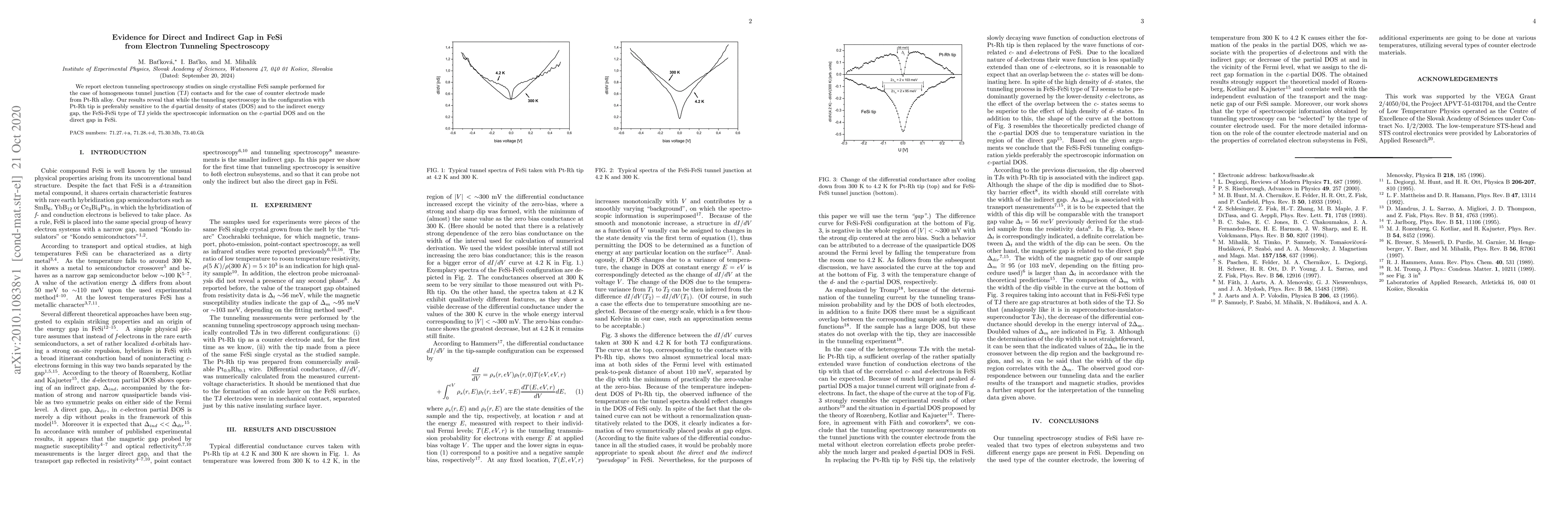 Thumbnail for Evidence for direct and indirect gap in FeSi from electron tunneling
  spectroscopy