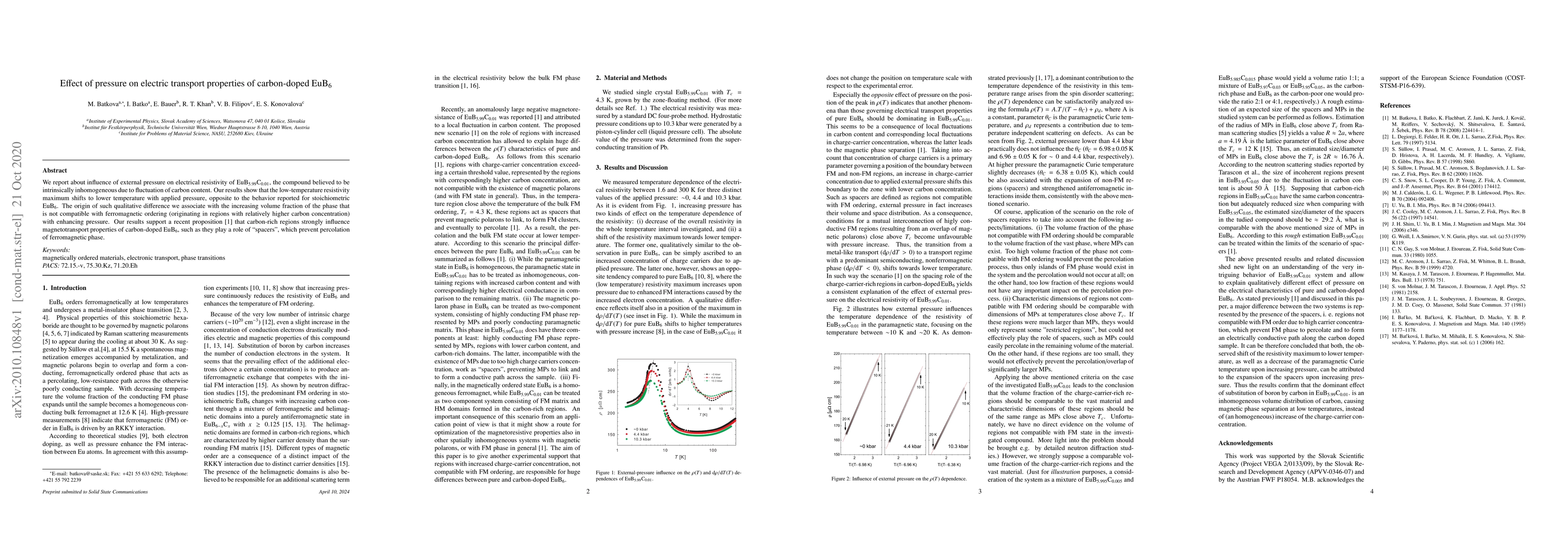 Thumbnail for Effect of pressure on electric transport properties of carbon-doped EuB6