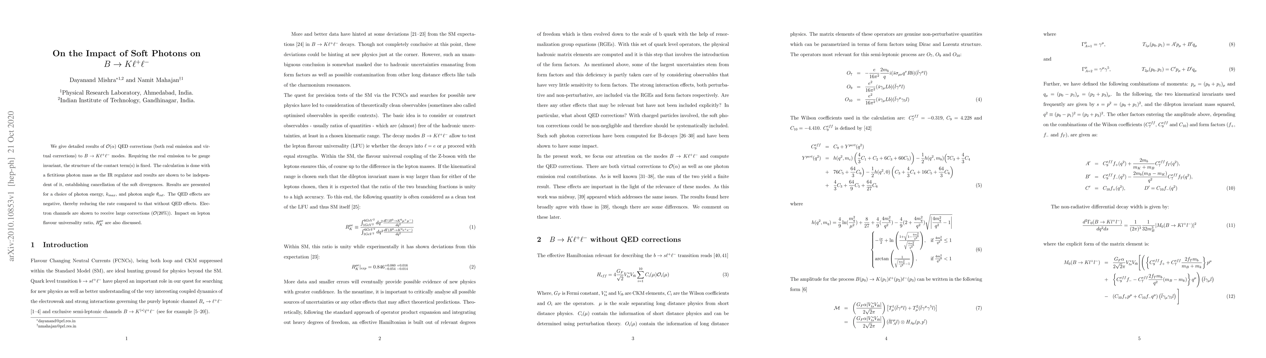 Thumbnail for On the Impact of Soft Photons on $B\rightarrow K \ell^+ \ell^-$