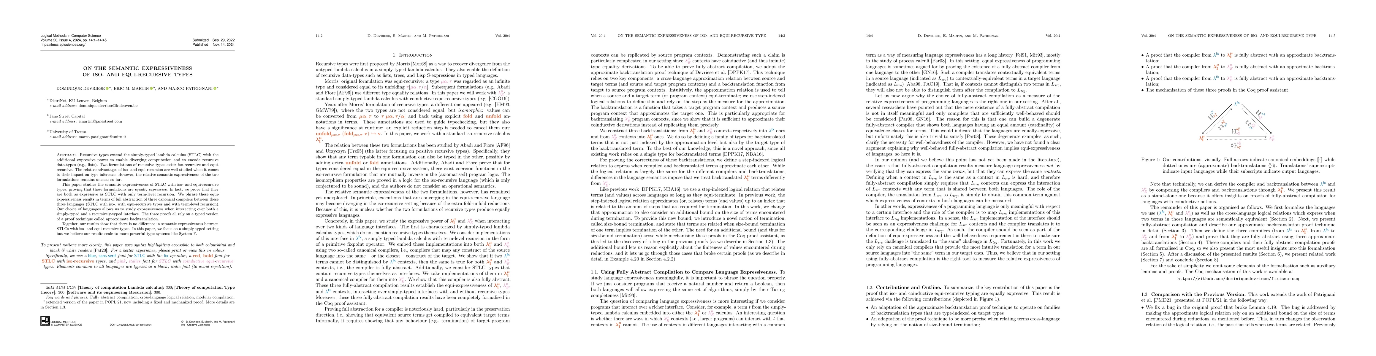 Thumbnail for On the Semantic Expressiveness of Iso- and Equi-Recursive Types