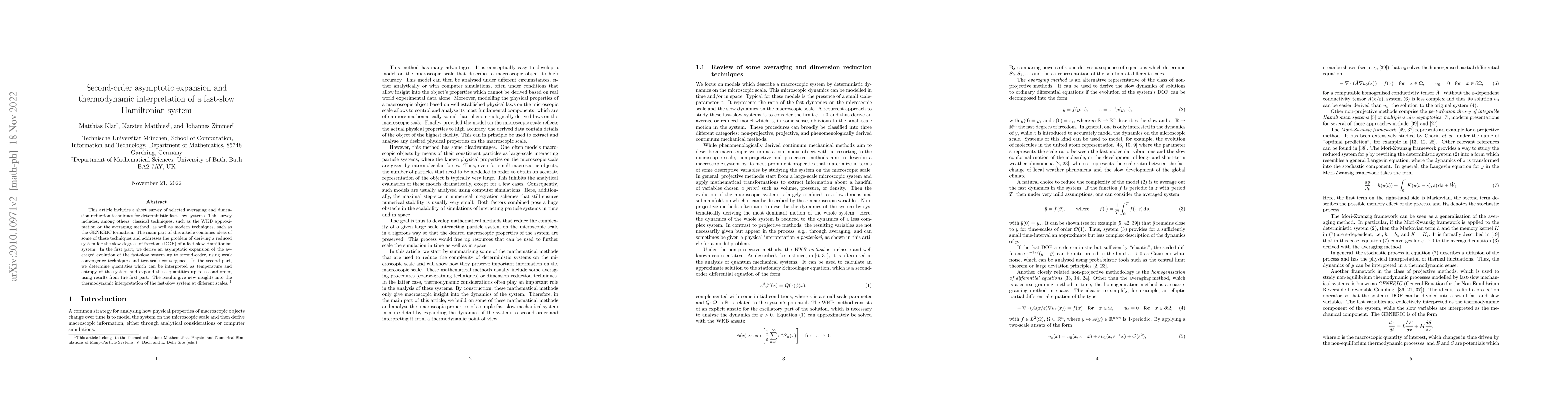 Thumbnail for Second-order asymptotic expansion and thermodynamic interpretation of a
  fast-slow Hamiltonian system