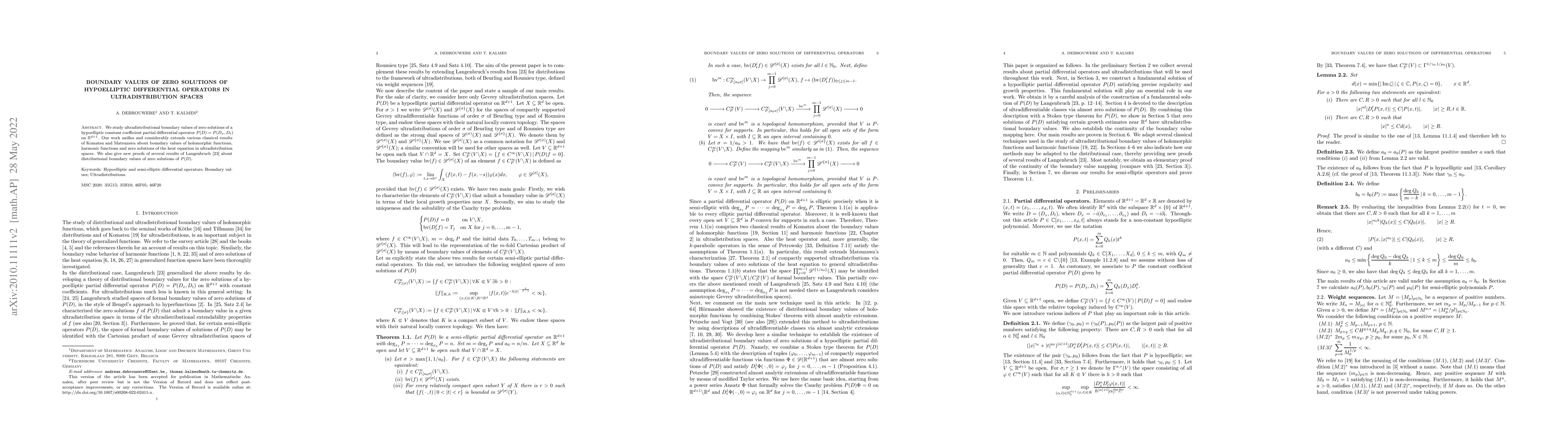 Thumbnail for Boundary values of zero solutions of hypoelliptic differential operators
  in ultradistribution spaces