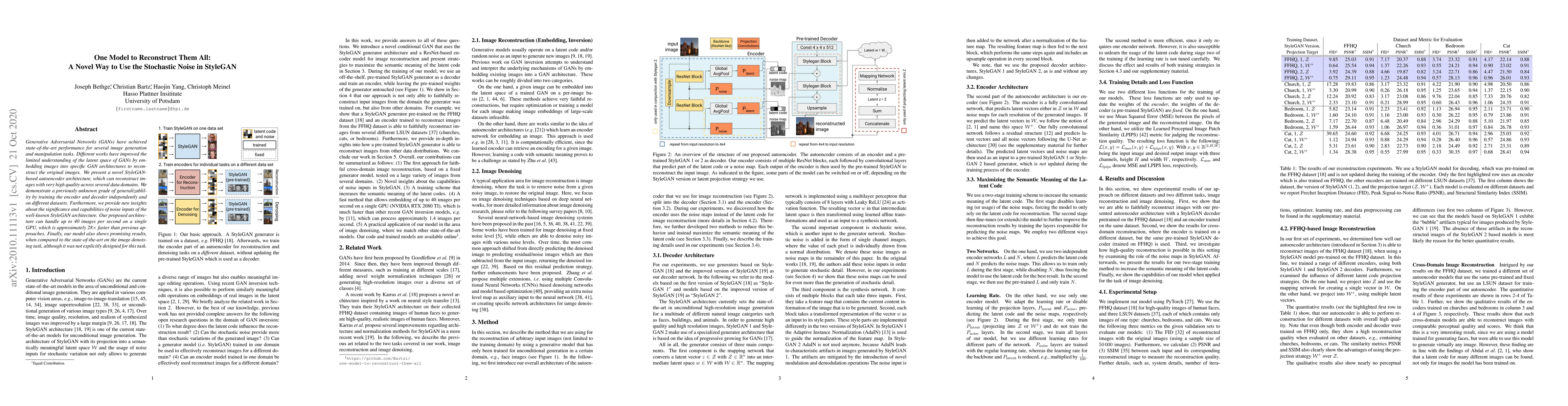 Thumbnail for One Model to Reconstruct Them All: A Novel Way to Use the Stochastic
  Noise in StyleGAN