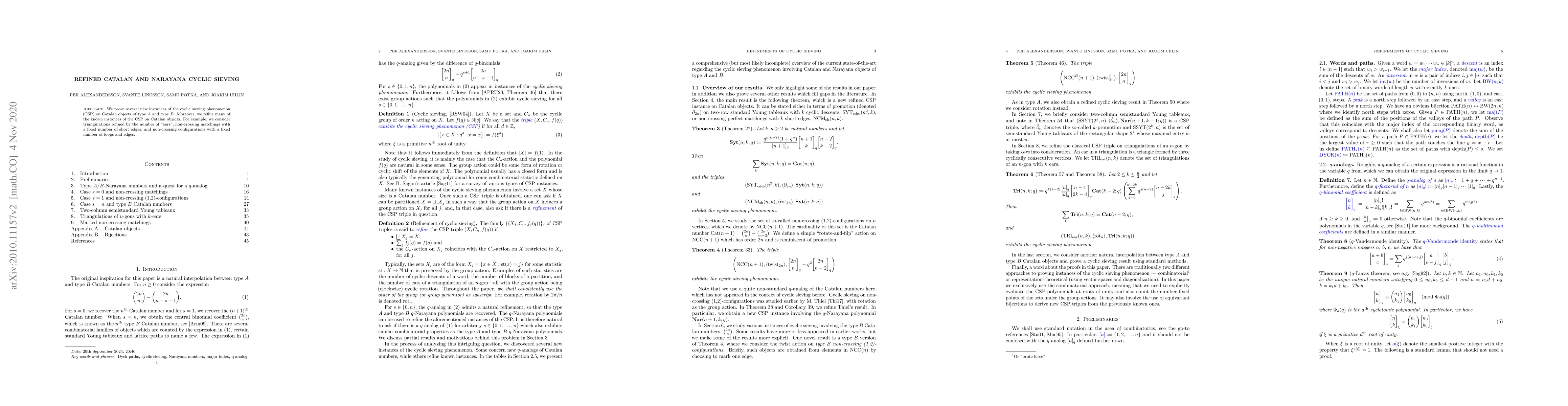 Thumbnail for Refined Catalan and Narayana cyclic sieving